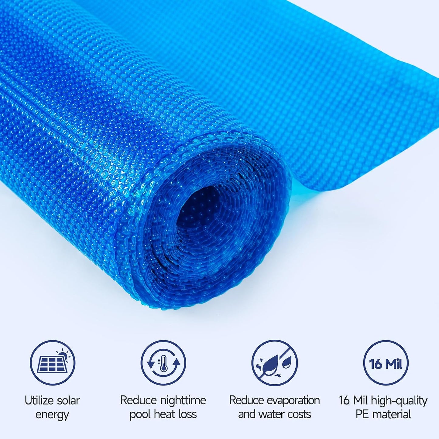 Cubierta solar piscina 16x32pulg duradera con burbujas azul