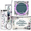 Juego regalo abuela vaso pulsera bolsa maquillaje morado