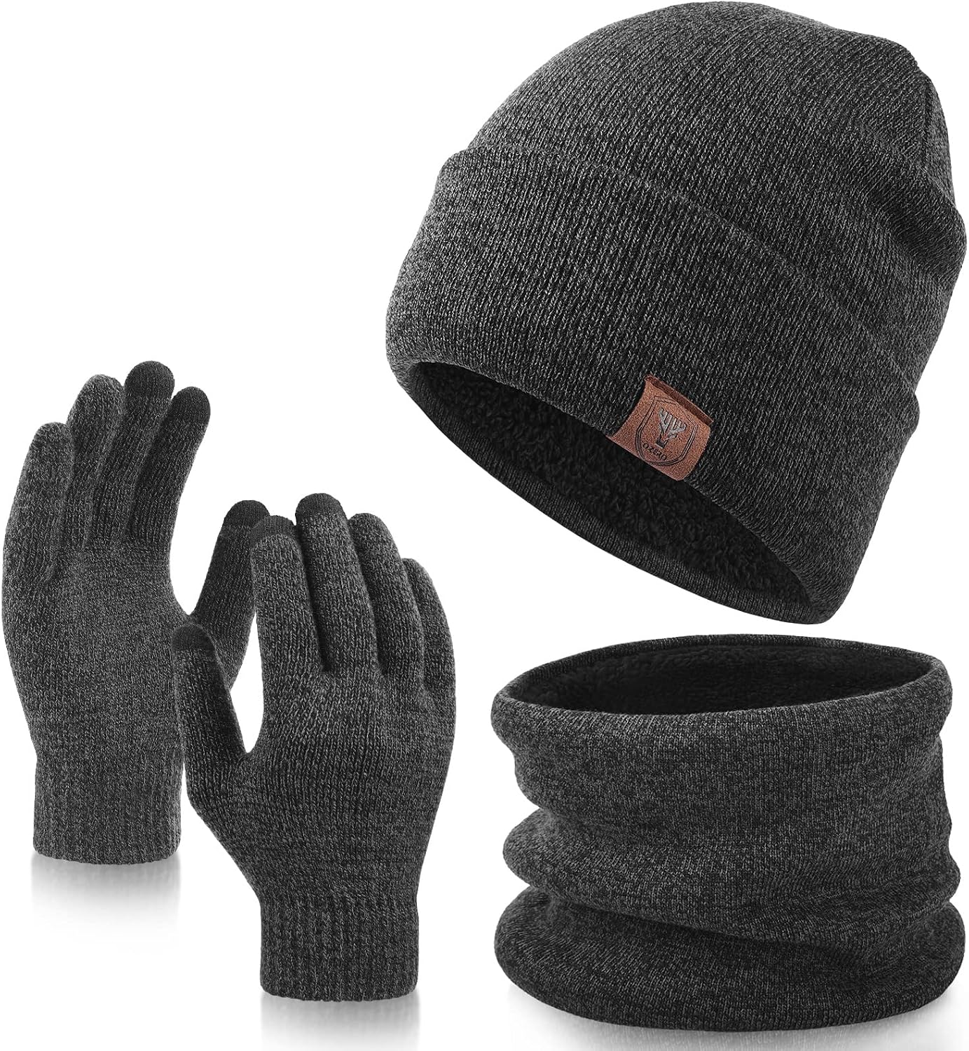 Set 3 Pzas Gorro Bufanda Guantes Táctil Invierno Calentador