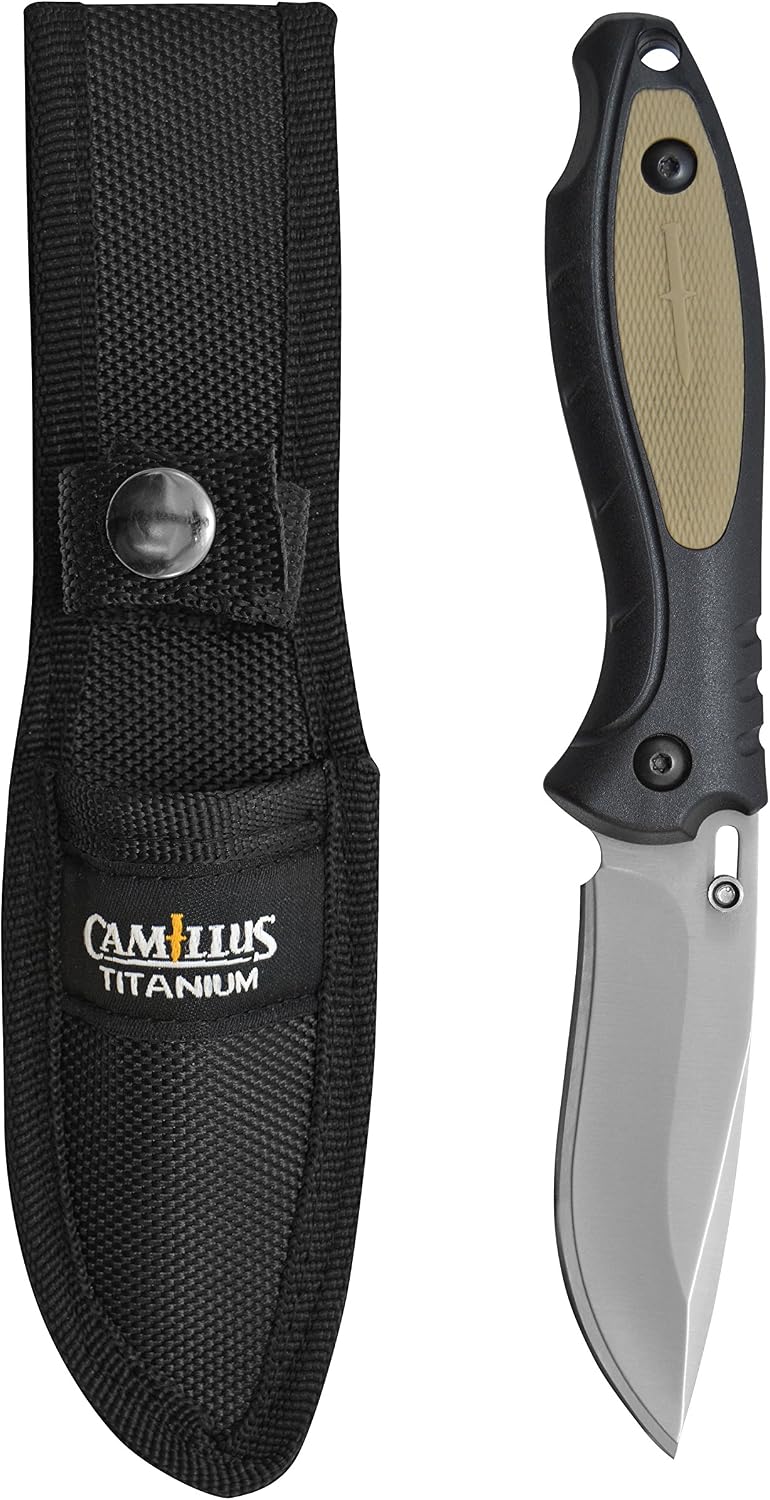Cuchillo hoja fija 8pulg negro/marrón
