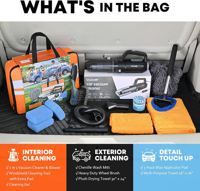 Kit limpieza coche con aspiradora 10000pa cepillo ruedas