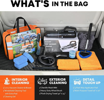 Kit limpieza coche con aspiradora 10000pa cepillo ruedas