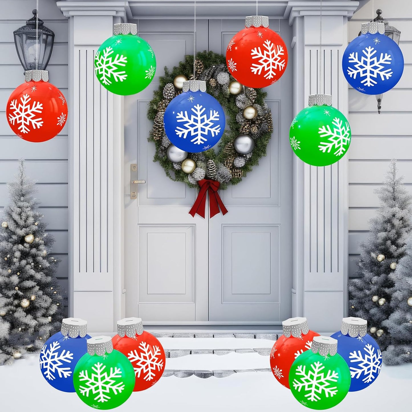 12 Pzas Bolas Inflables Navidad 9pulg Exteriores