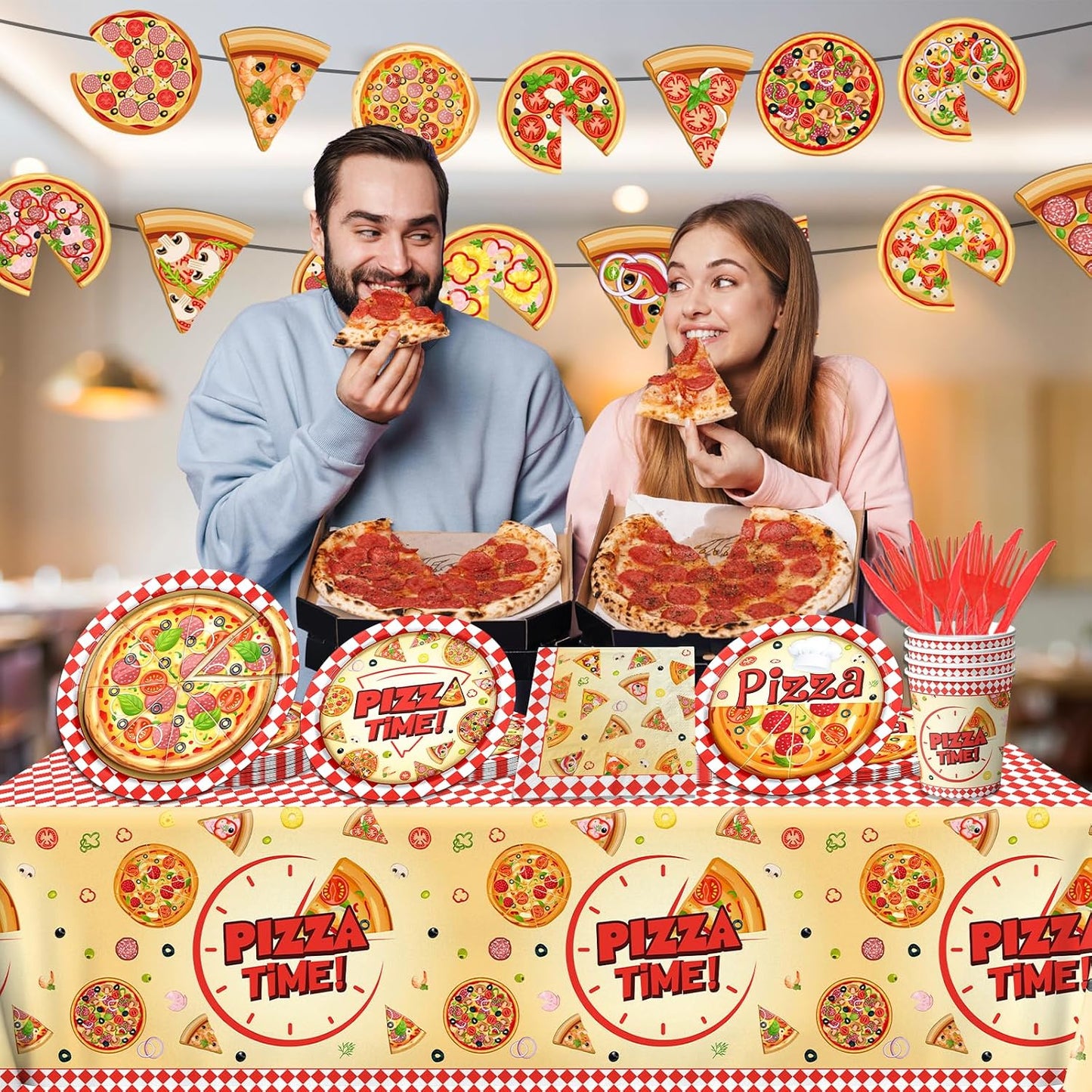 Juego 143 pzas vajilla fiesta pizza cumpleaños niños