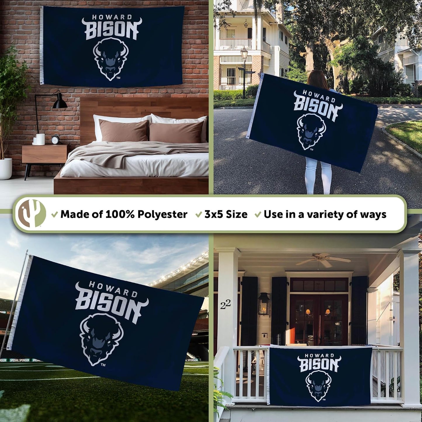 Bandera HU bisonte 3x5ft tela poliéster duradera