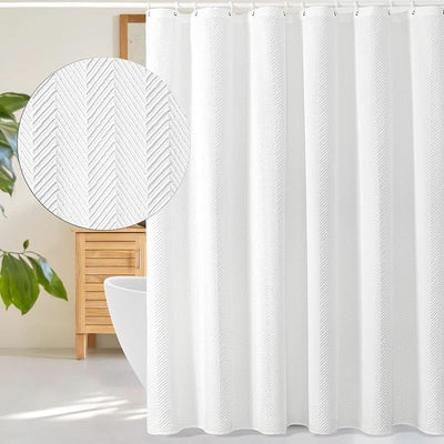 Cortina ducha alta 72x78pulg tela blanca texturizada 3D
