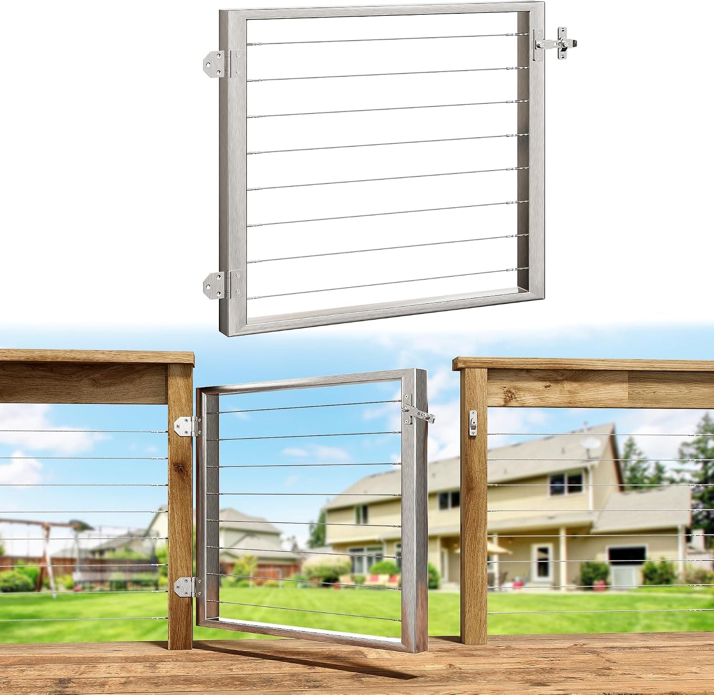 Puerta barandilla metal acero inox plateado