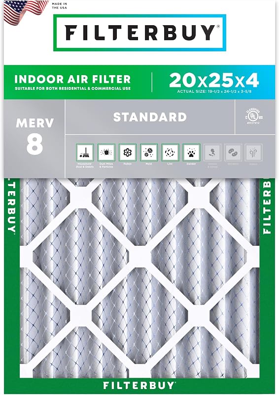 Filtro aire MERV 8 plisado HVAC 20x25x4 EE.UU.