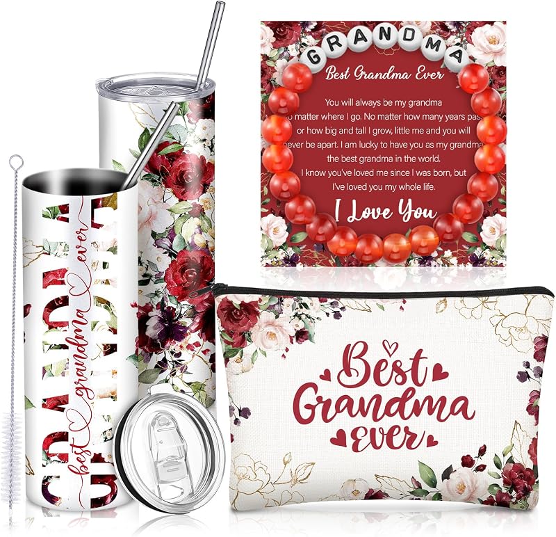 Juego regalo abuela pulsera bolsa maquillaje rojo