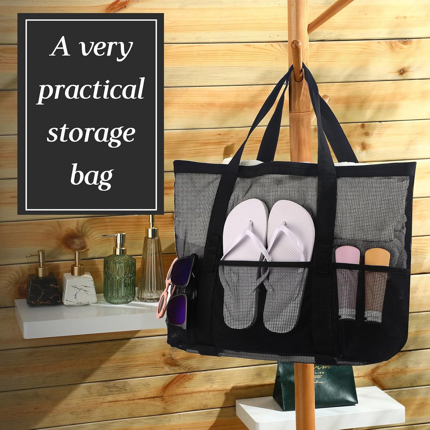 Bolsas playa grandes con cremallera 8 bolsillos impermeable