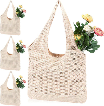 Bolsa playa de malla ganchillo paja mujer