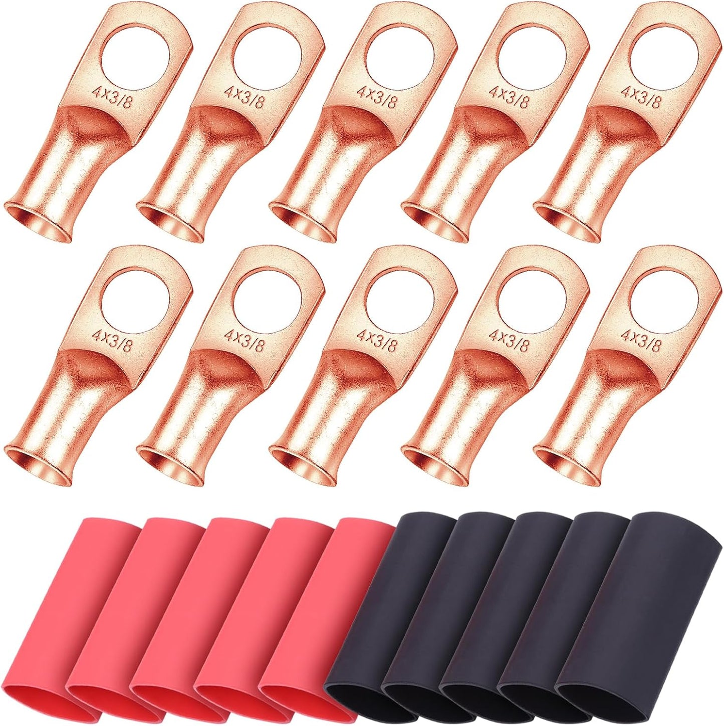 10 Pzas Lengüetas Alambre 4 AWG 3/8pulg Conectores Batería