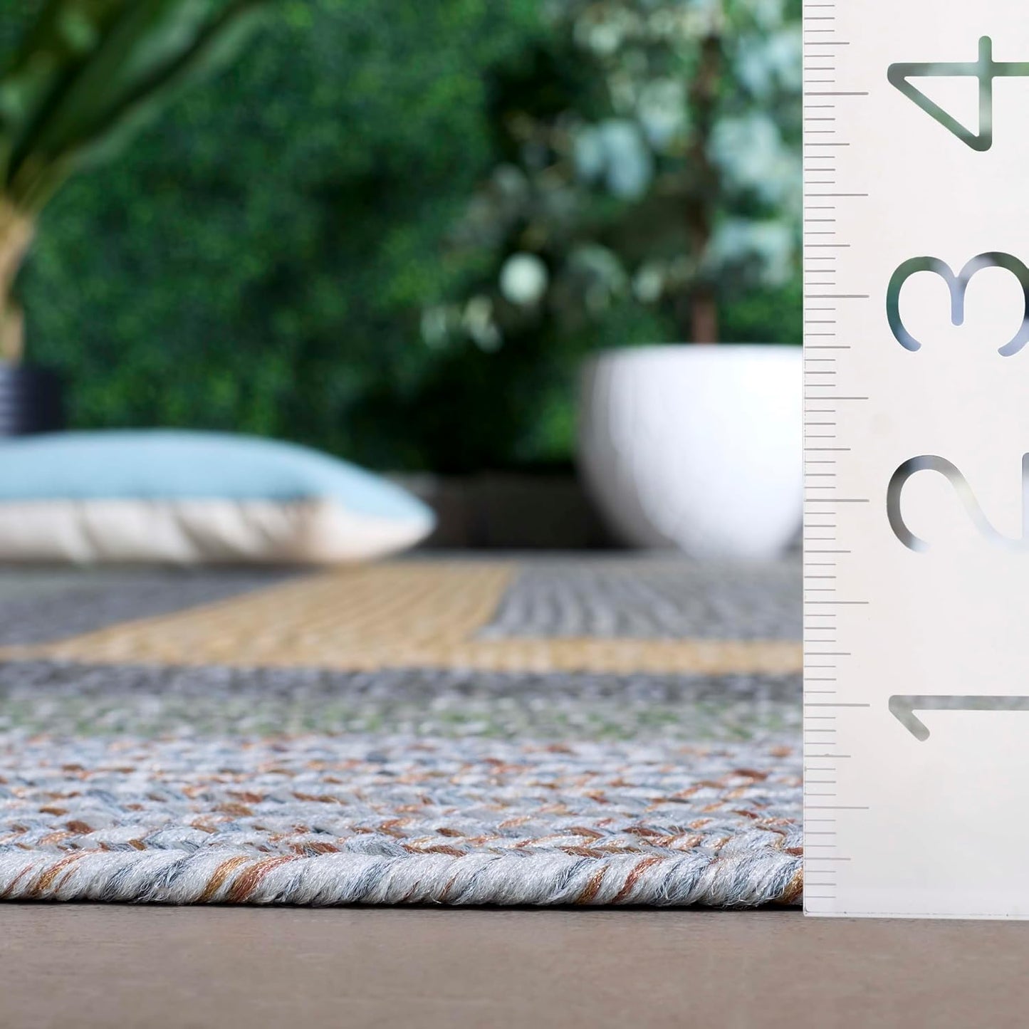 Alfombra decorativa 2x3ft gris y verde hecha a mano lavable