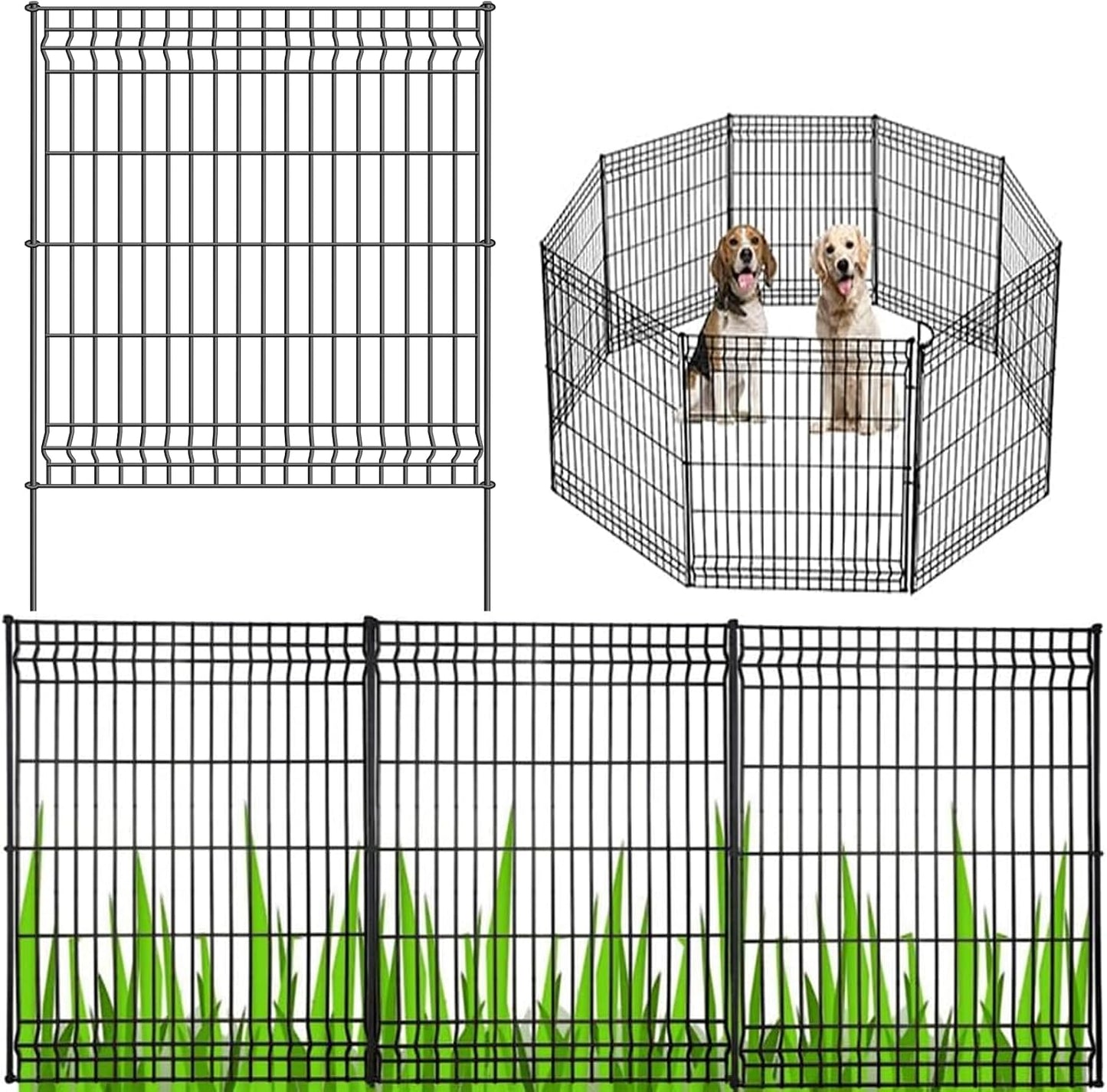 Valla decorativa para perros 44x288pulg metal con puerta