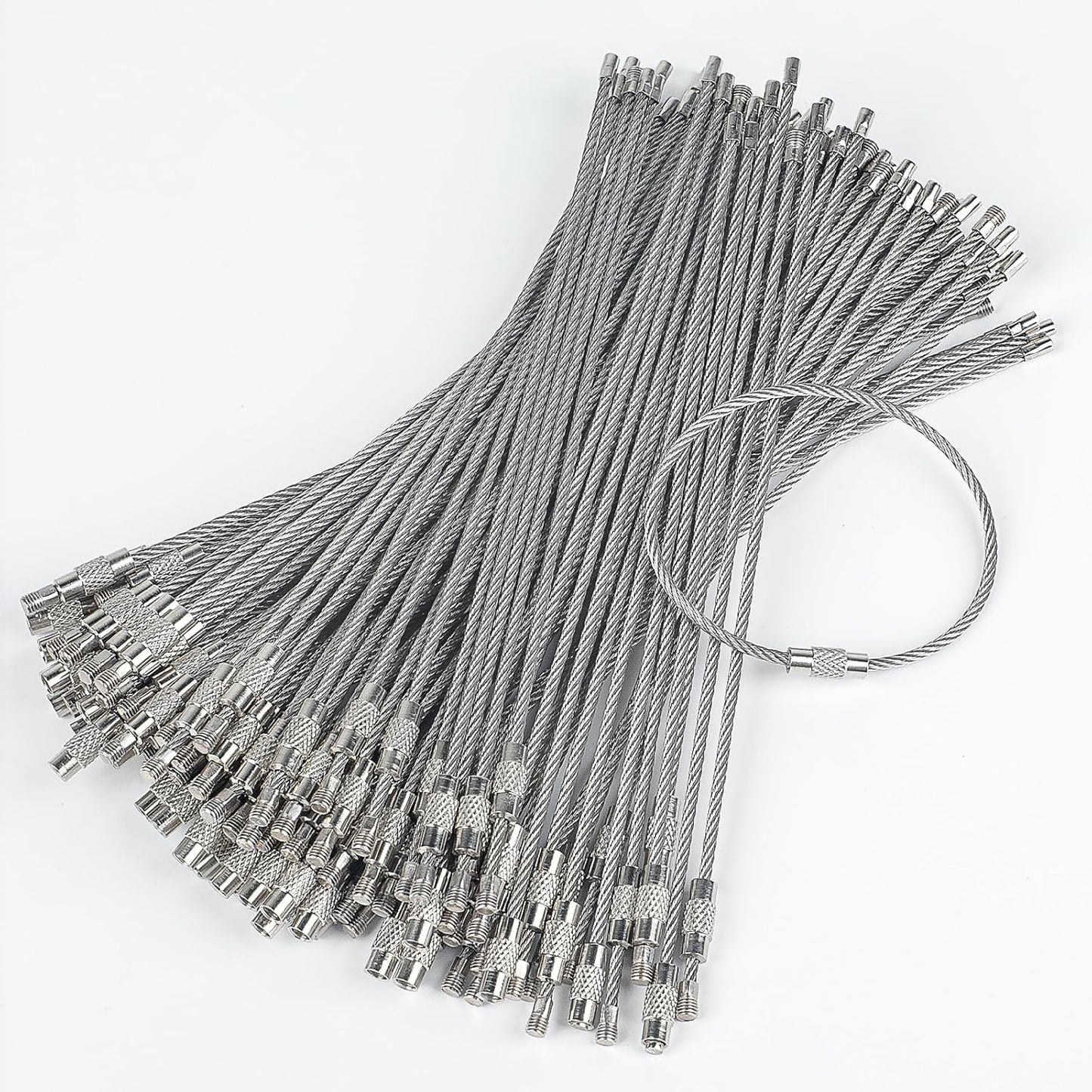 Anillo cable acero inox 6pulg para senderismo con asa