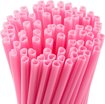 50 Pzas Popotes Rosados Corazón San Valentín Reutilizables