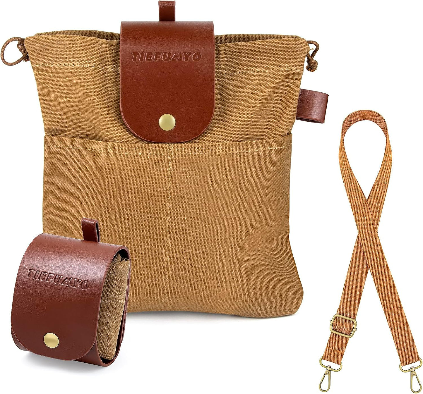 Bolsa forrajeo lona encerada resistente plegable marrón