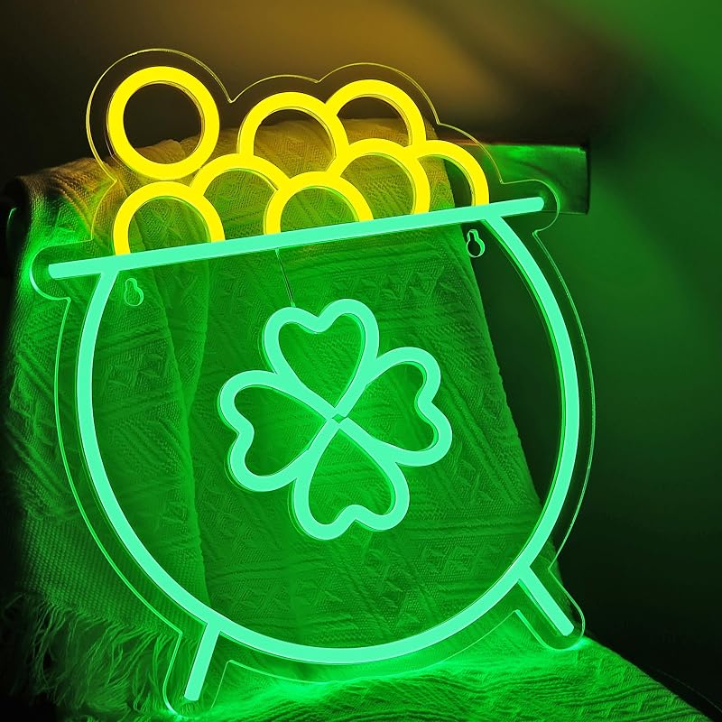 Lata neón San Patricio USB para decorar sala oficina