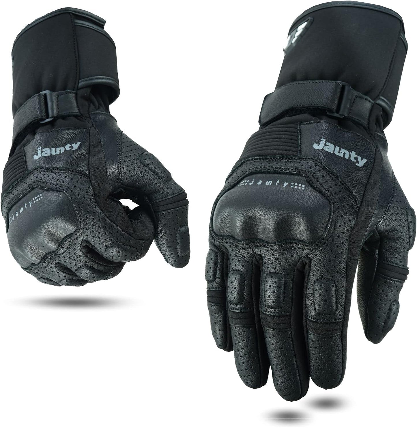 Guantes moto cuero verano pantalla táctil negros unisex