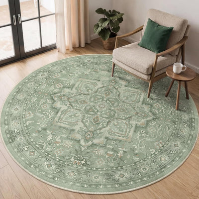 Alfombra redonda 6ft salvia antideslizante para sala cocina