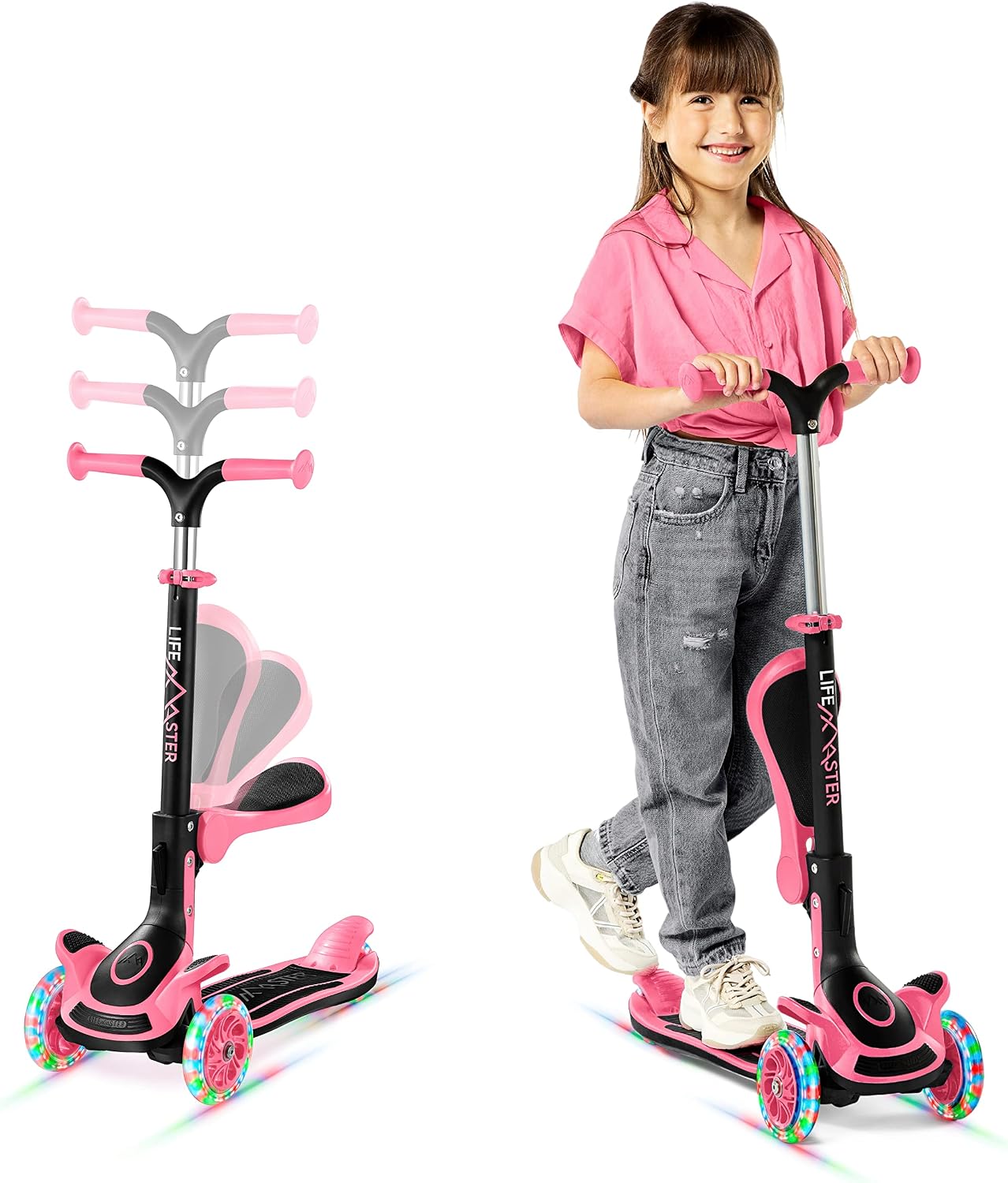 Scooter 3 ruedas niños asiento plegable manubrio ajustable