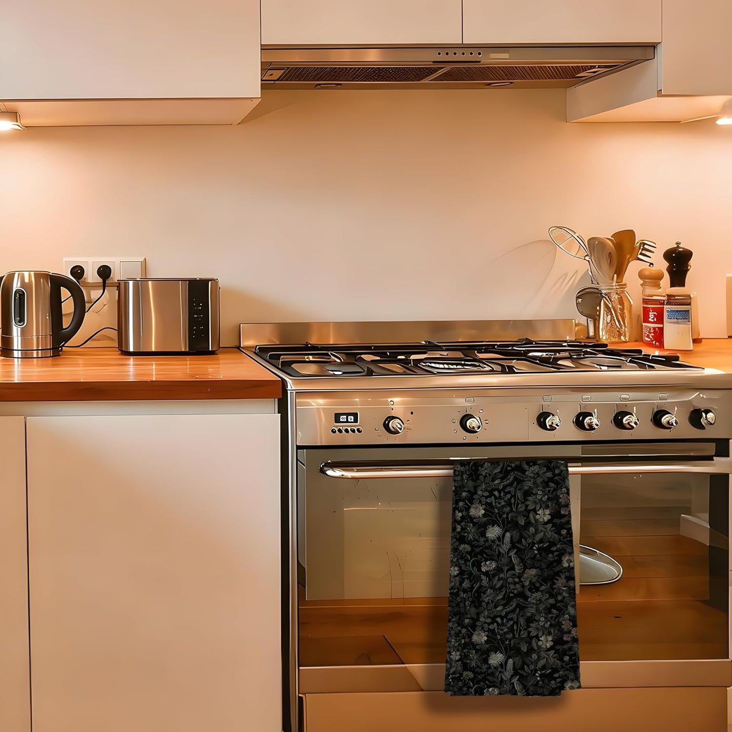 Toallas de cocina vintage con motivos botánicos oscuras para baño y cocina farmhouse