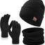 Set 3 Pzas Gorro Bufanda Guantes Táctil Invierno Calentador