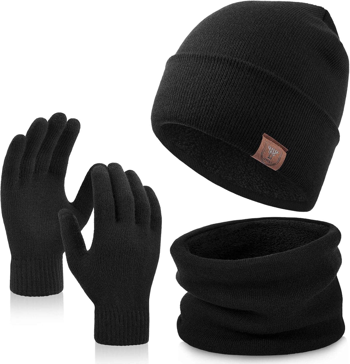 Set 3 Pzas Gorro Bufanda Guantes Táctil Invierno Calentador