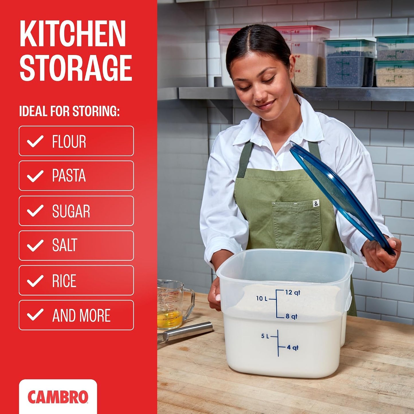 Recipiente alimentos 12qt con tapa grado NTE cocina y mascotas