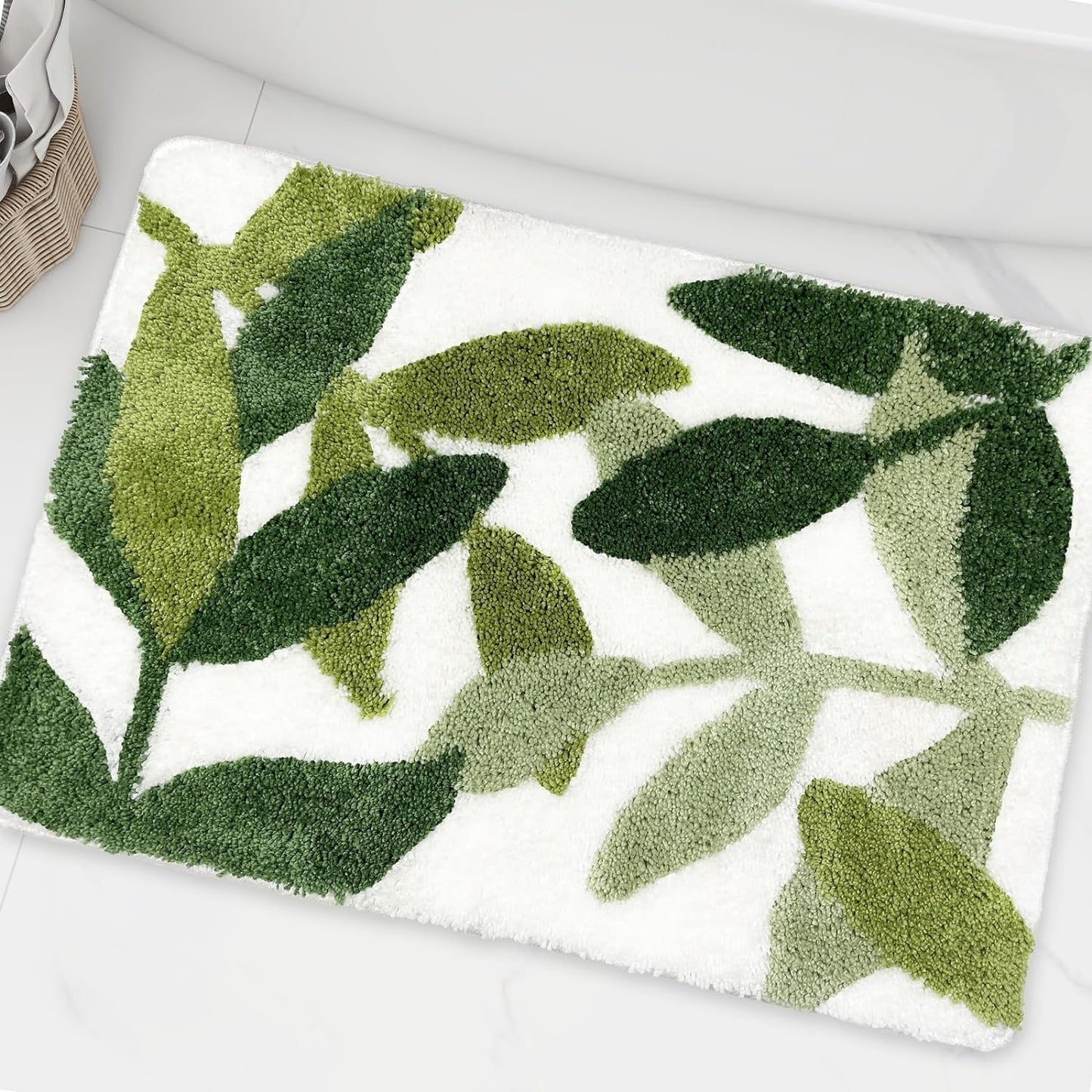 Tapete microfibra baño con hojas antideslizante 15.7x25.5pulg