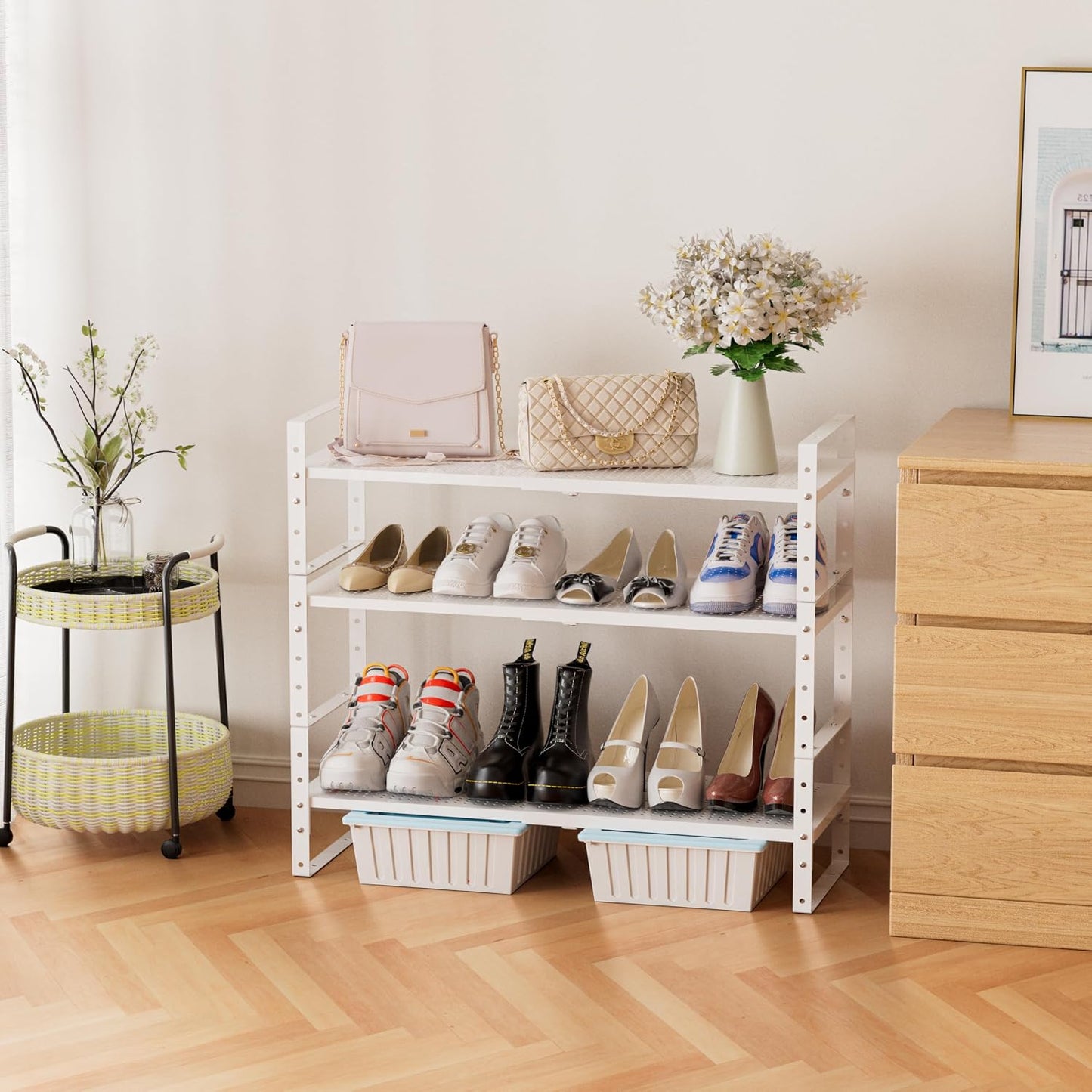 Estante zapatos ajustable apilable para despensa cocina