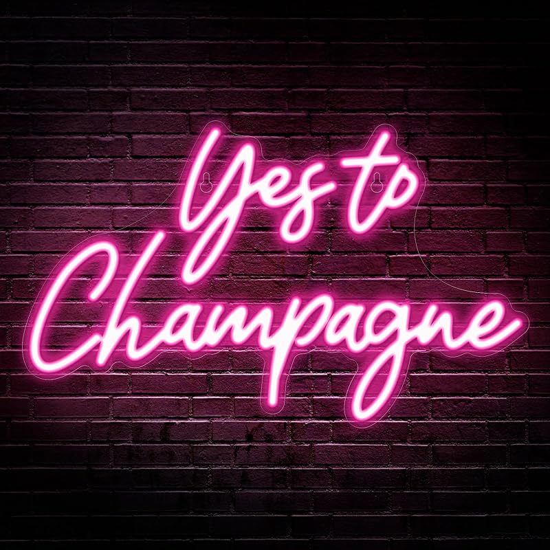 Letrero Neón Yes to Champagne 15x9.1" para Barra Pub