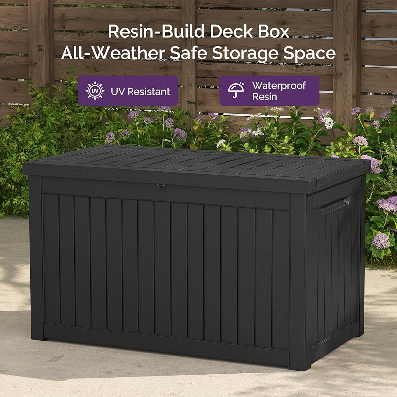 Caja almacenamiento exterior 230gal resina impermeable UV