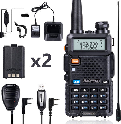 Radioaficionado UV-5R 8W con batería 1800mAh y antena doble
