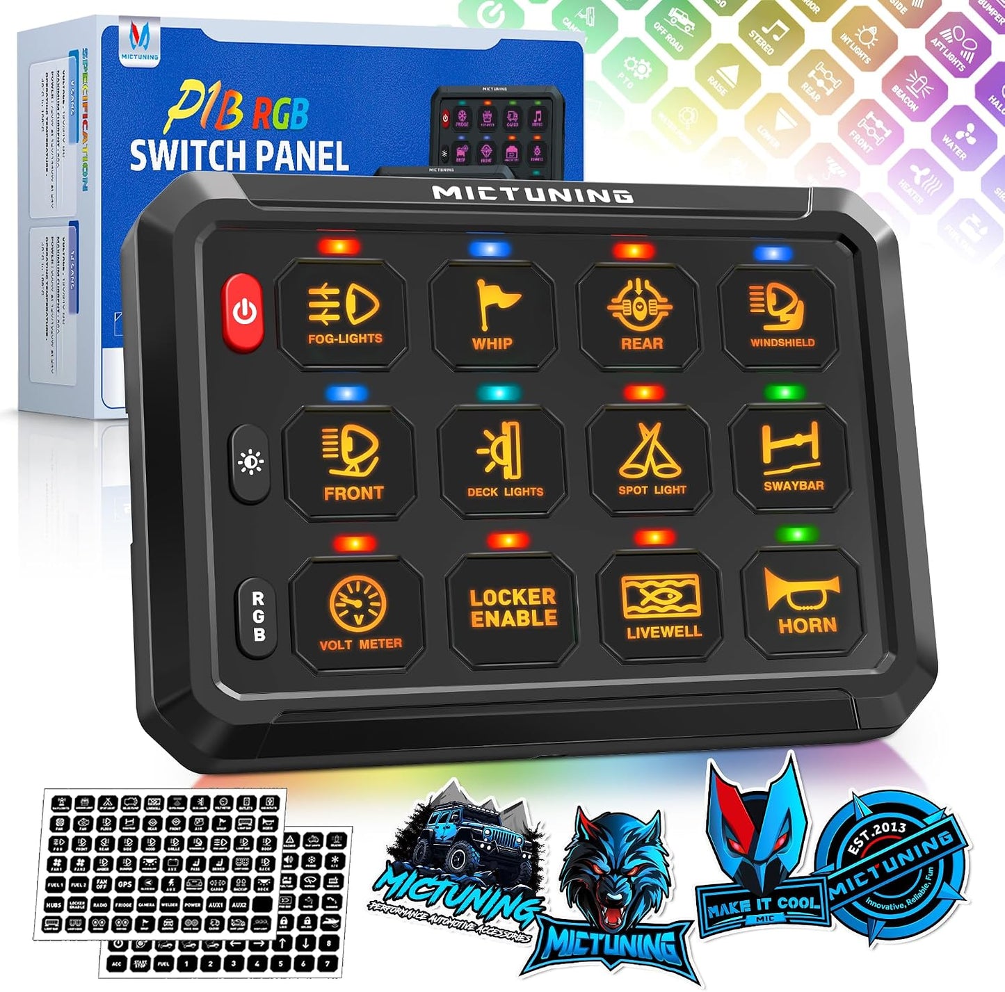 Caja interruptor táctil LED para coche universal con