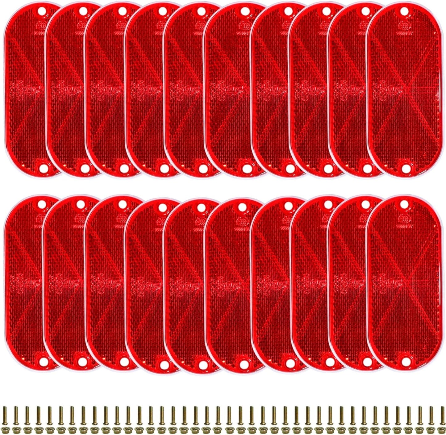 20 Reflectores Ovalados Rojos con Orificio