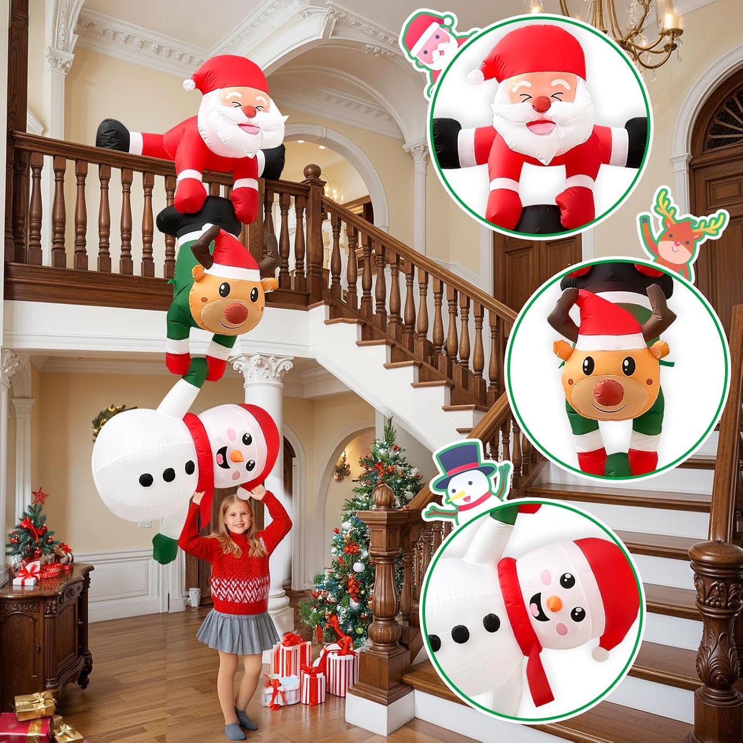 Decoración inflable Papá Noel 8" techo