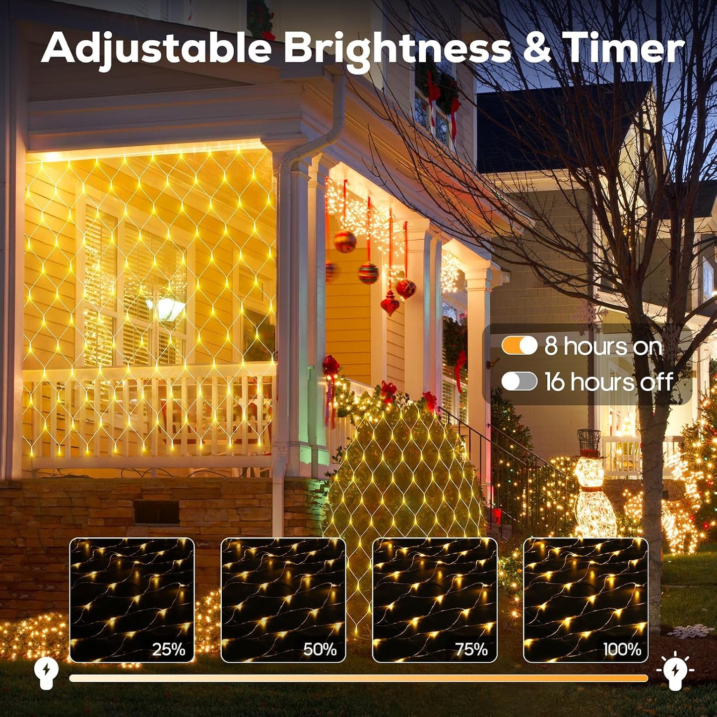 Red luces 12x5ft 360 LED para arbustos exteriores con 8 modos