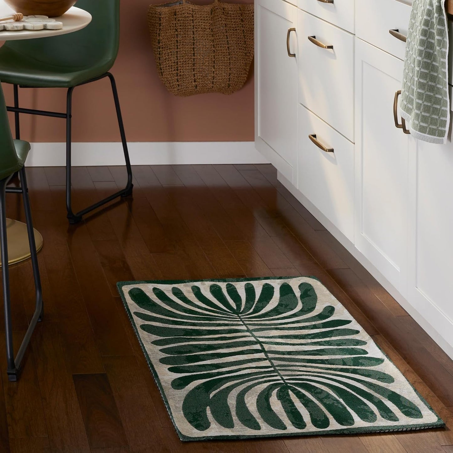 Alfombra decorativa lavable multiusos 24x40 pulg verde