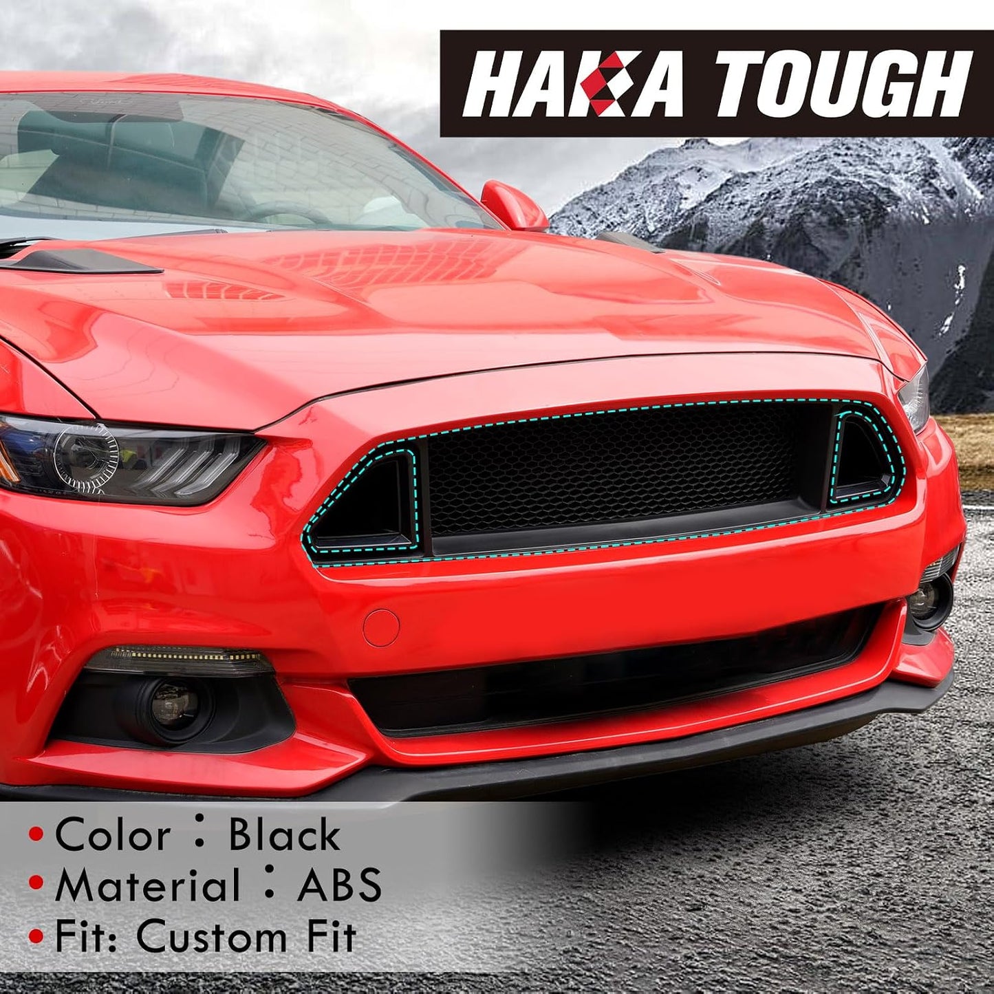 Rejillas superiores Mustang 2015-17 estilo malla negra