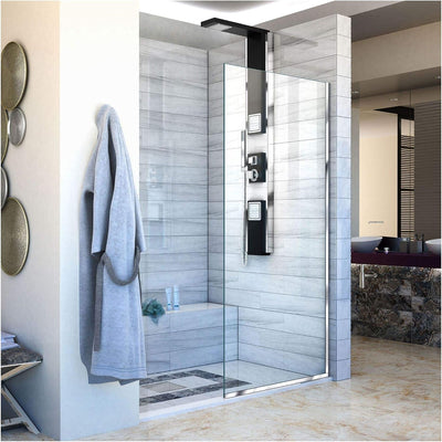 Mampara ducha sin marco panel único 34x72pulg cromo