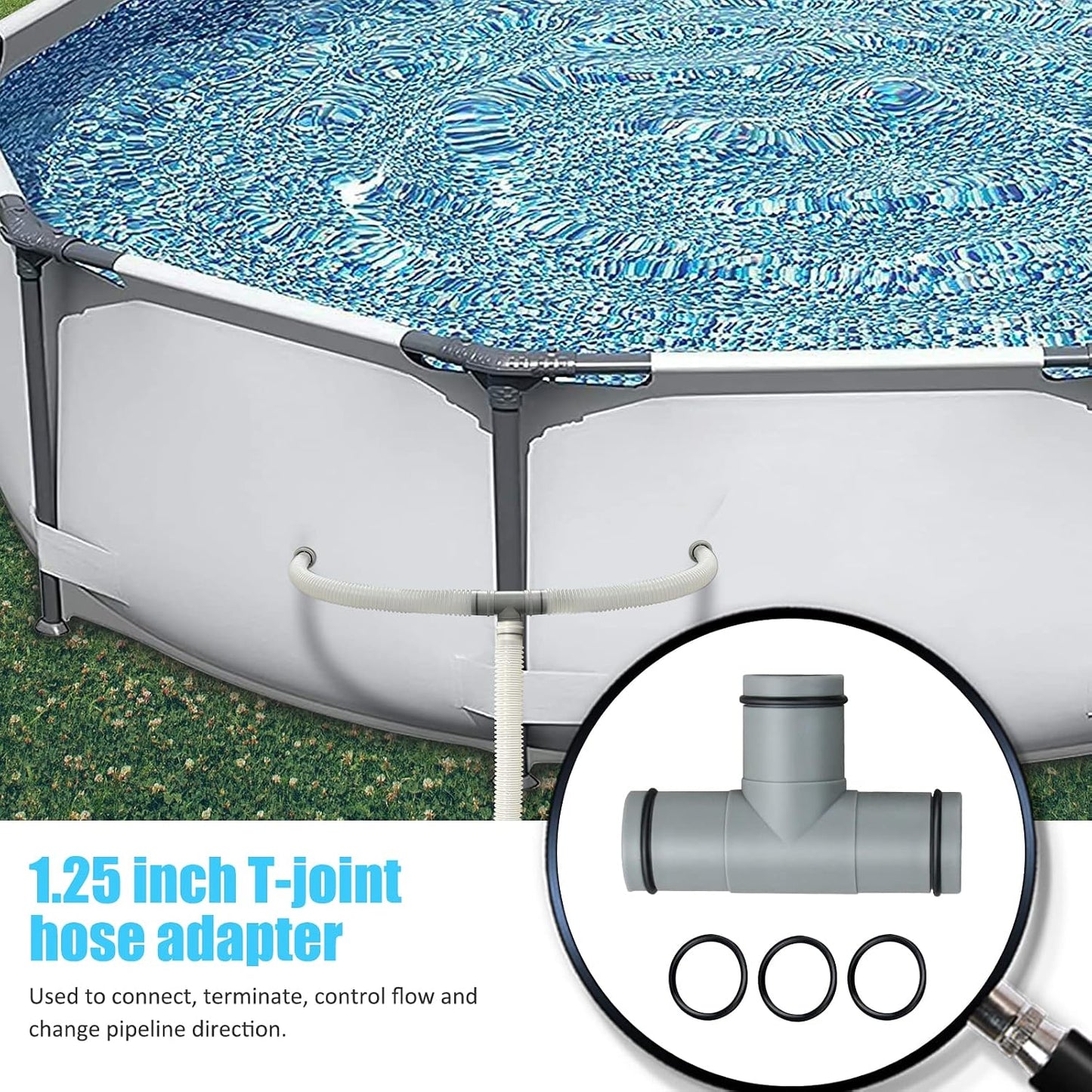 2 Conectores manguera piscina junta T 1.25" repuesto