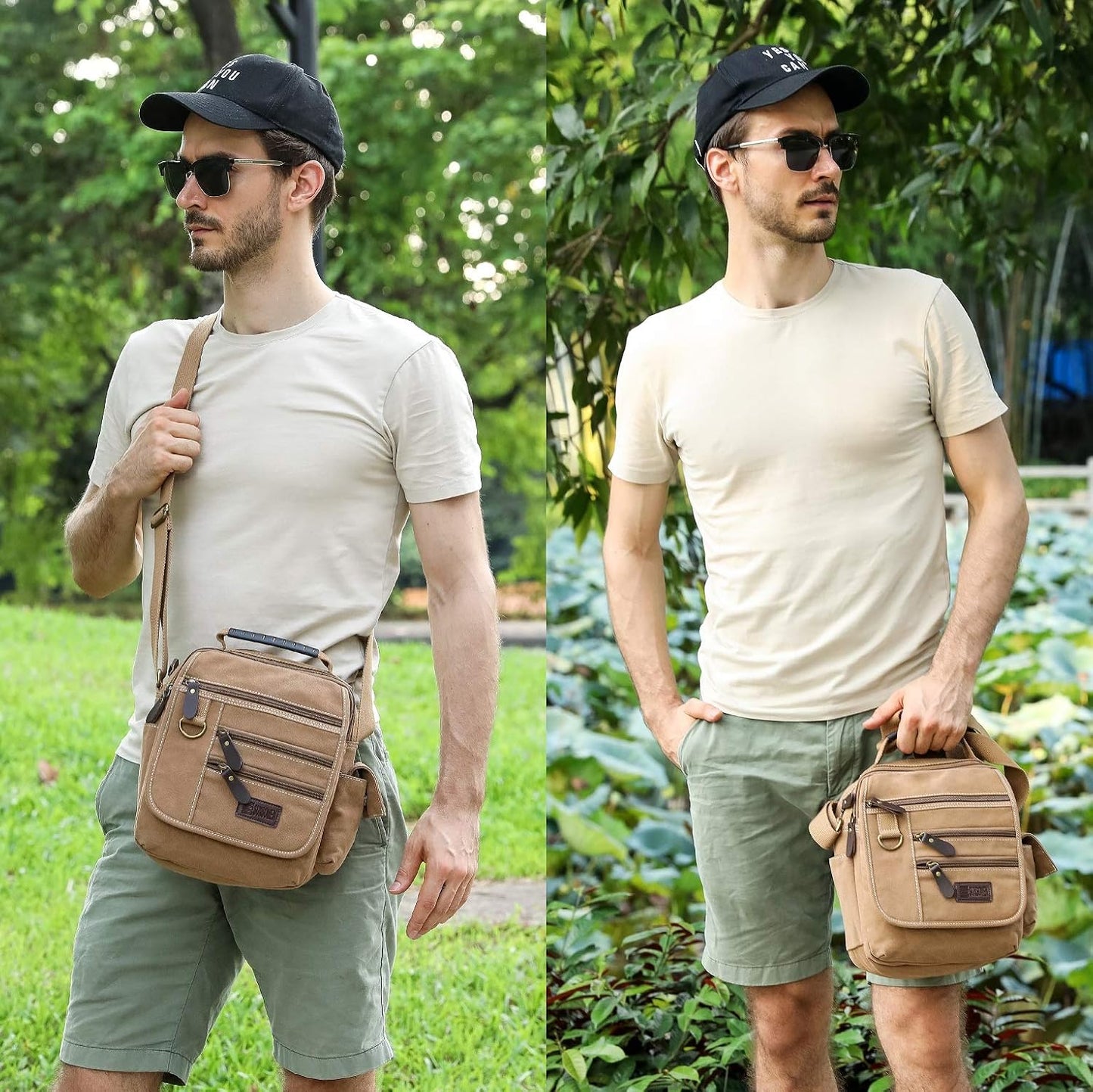 Bolso lona para hombre hombro pequeño cruzado multifunción