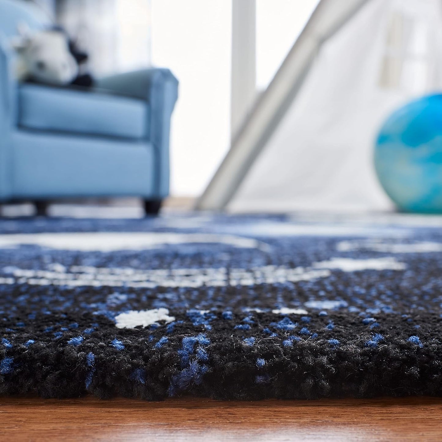 Alfombra niños 2x3ft azul oscuro y claro