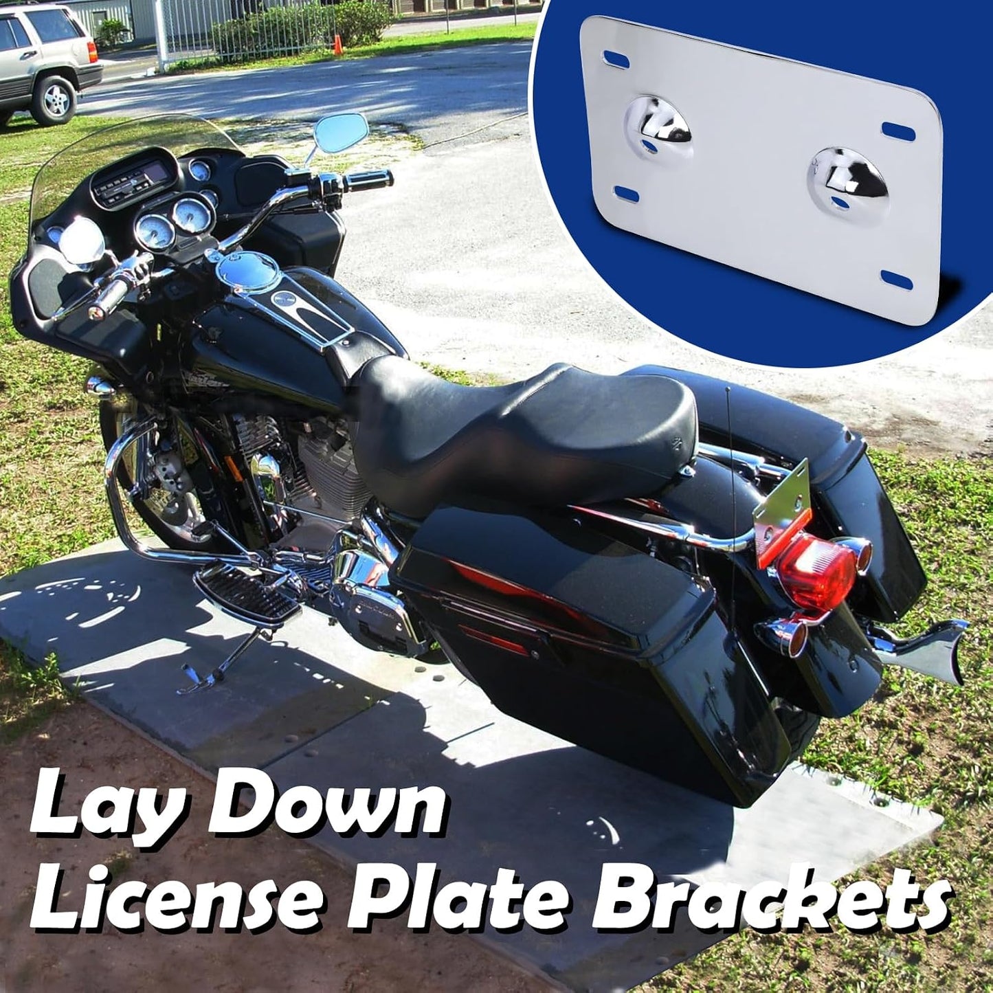 Soportes placa matrícula reclinables Harley Touring 99-08