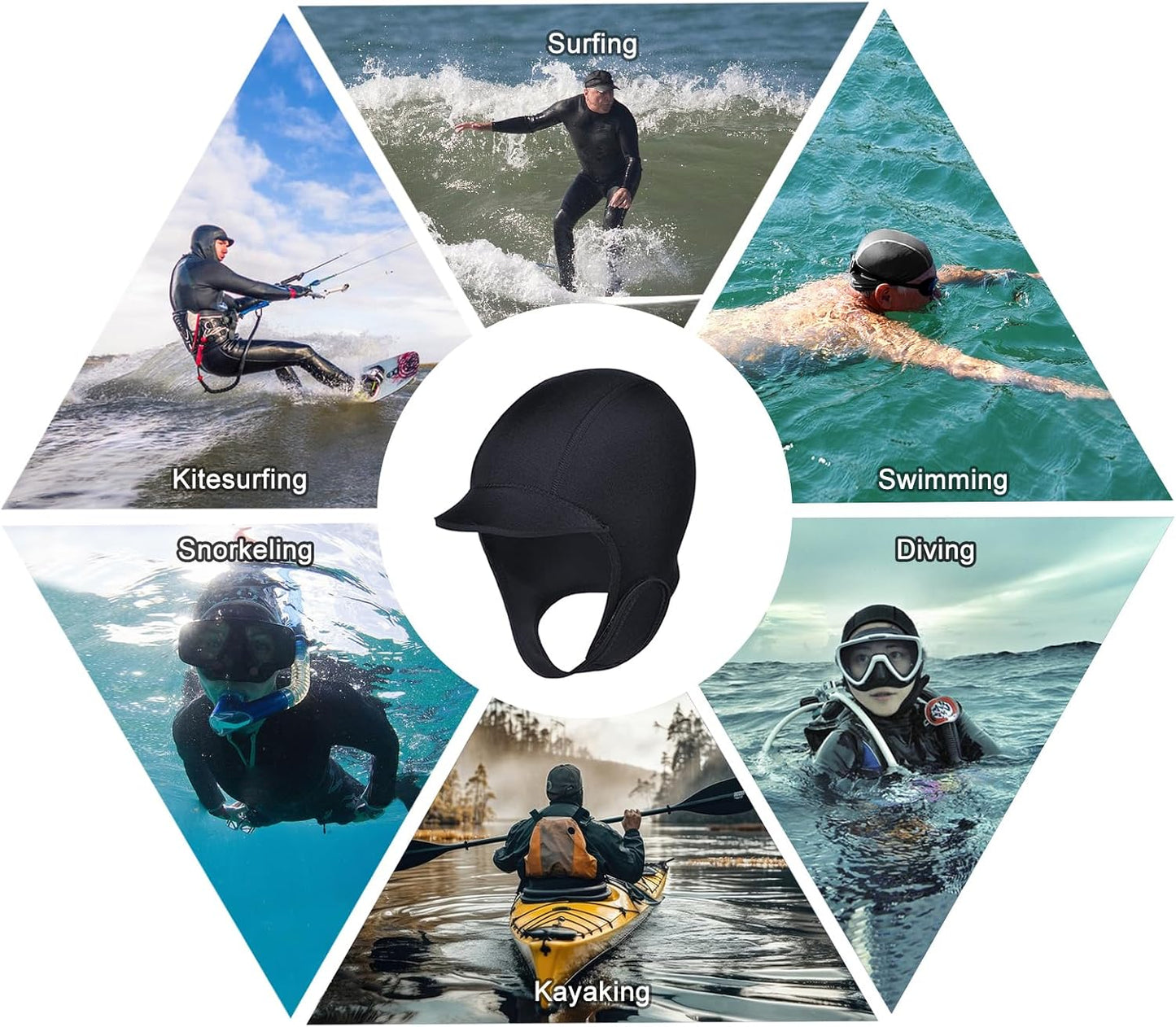 Gorro neopreno ajustable para surf y buceo hombre mujer