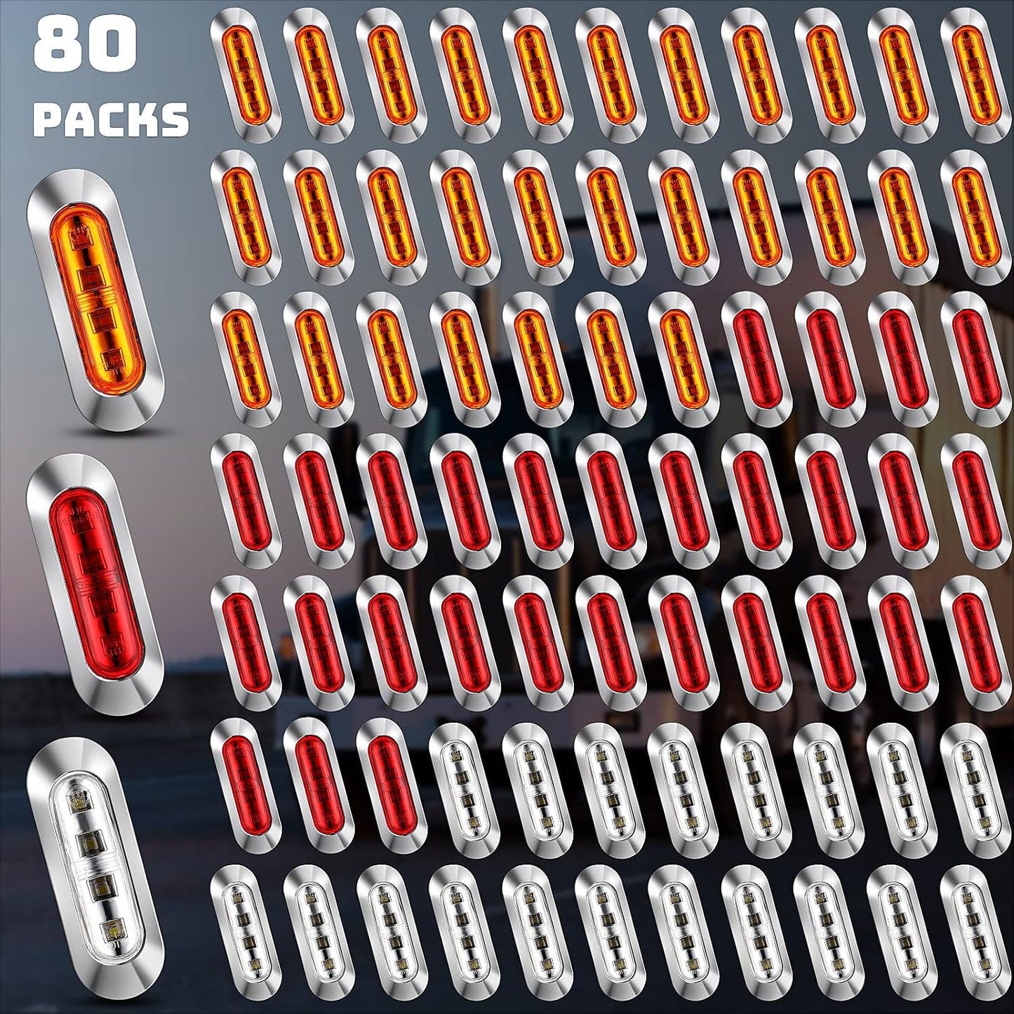 80 Luces LED laterales 12-24V color ámbar para camión