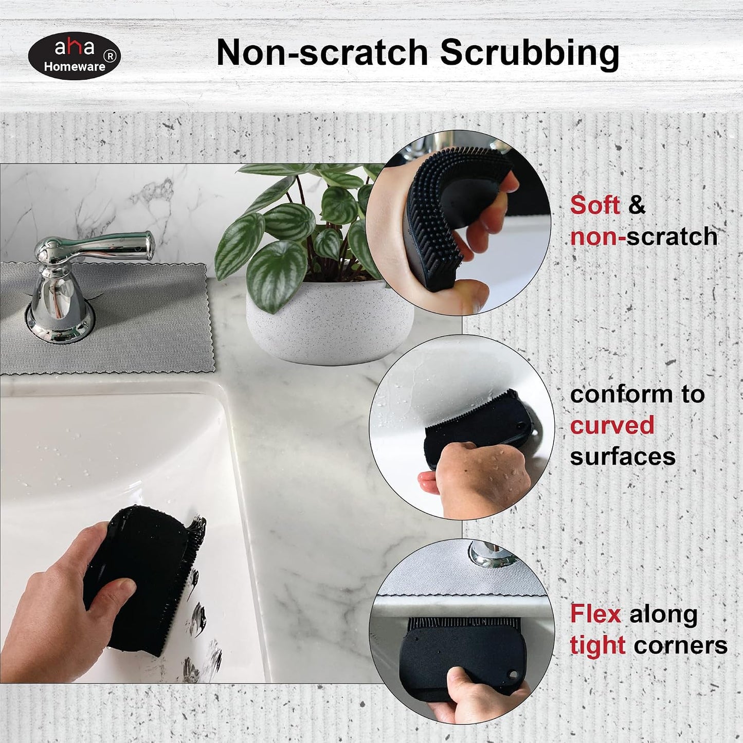 Cepillo silicona para encimera fregadero baño cocina negro
