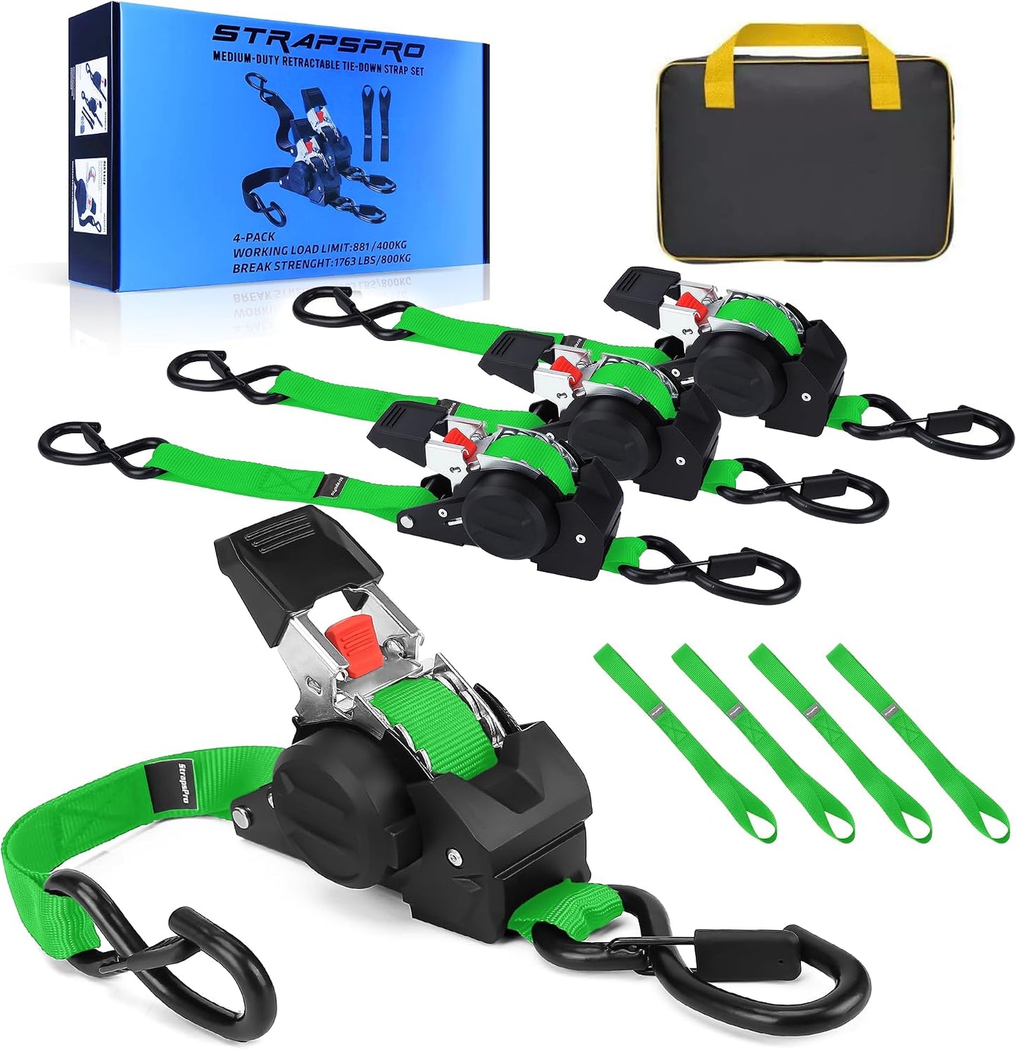 Correas trinquete retráctiles 1'' x 10 pies servicio pesado