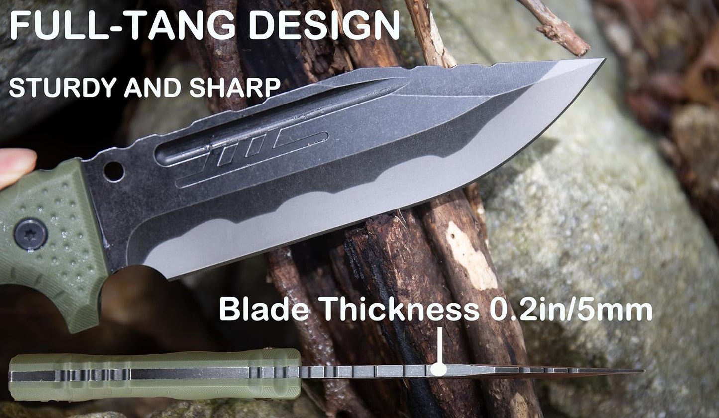 Cuchillo fijo 12pulg Kydex fibra vidrio caza campamento verde
